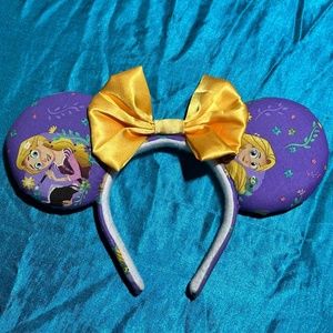 Disney Tangled Fabric Minnie Ear Headband with Yellow Satin Bow